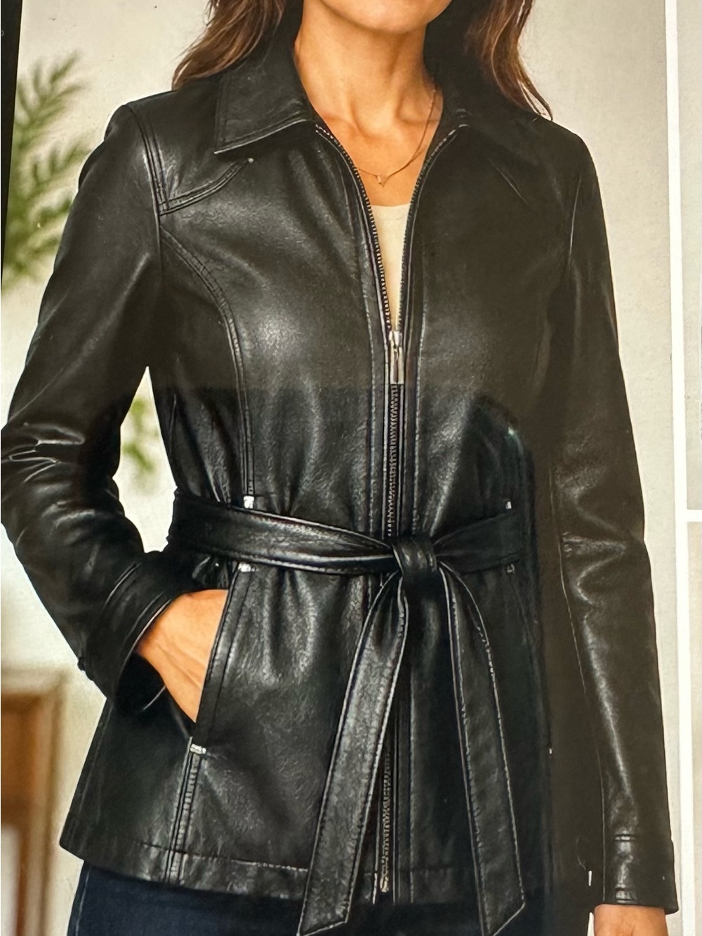 EAST 5TH GENUINE LEATHER BELTED JACKET (Medium)